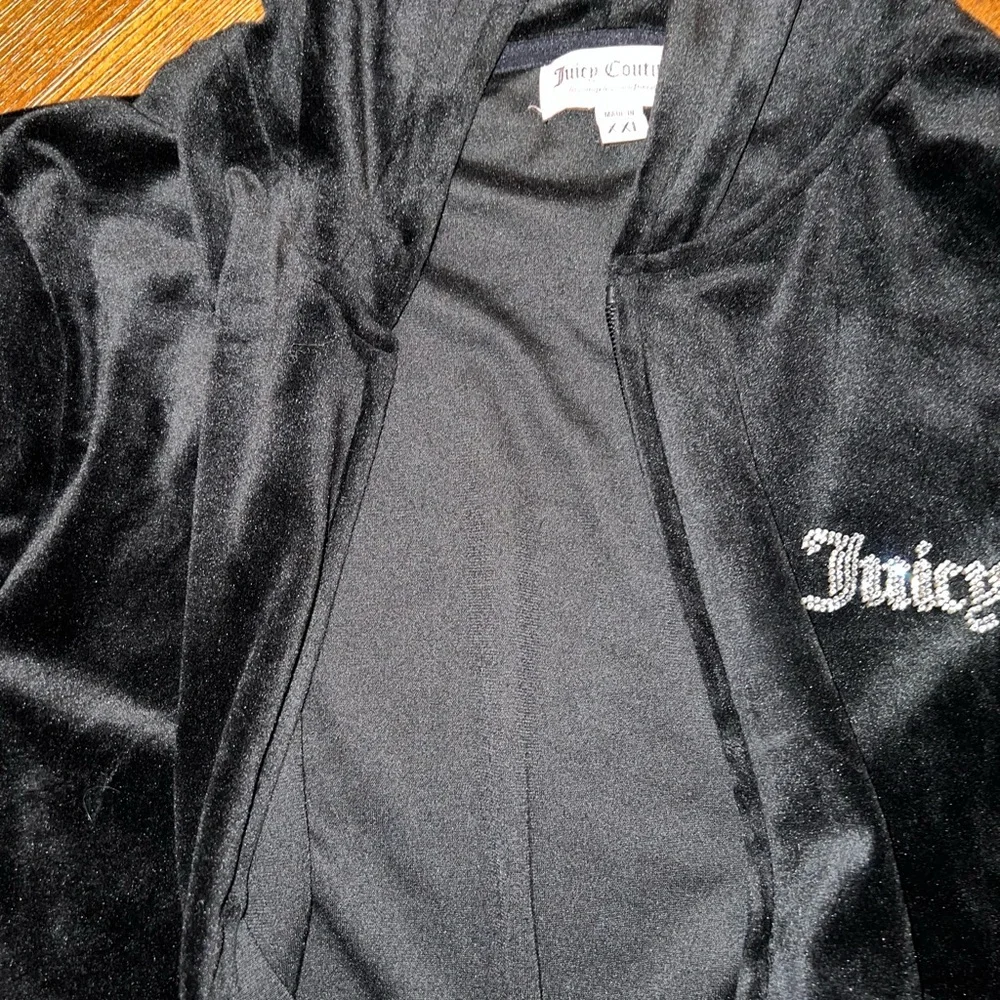 Juicy Couture Black Velour Silver Bling Tracksuit Top-XXL Bottoms- L - Picture 8 of 15